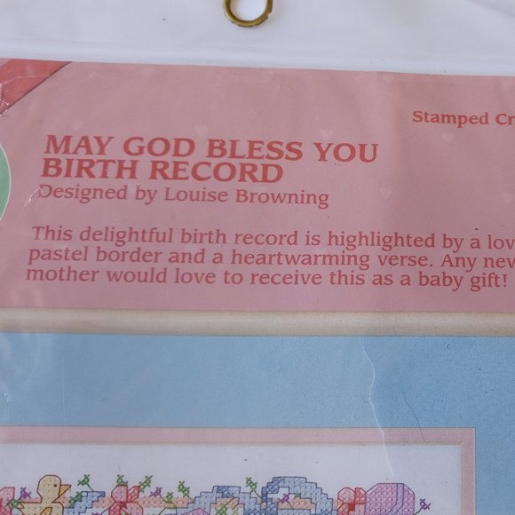 From the Heart Stamped Cross Stitch Birth Record - Picture 3 of 5